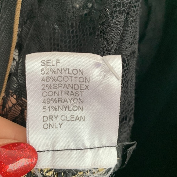 Tadashi Shoji Lace Sequins Bodycon Stretch Black Dress sz 8 - Picture 8 of 8